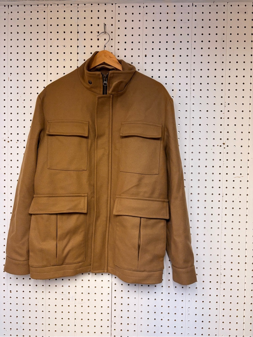 Men's Military-Style Field Jacket in Camel Brown